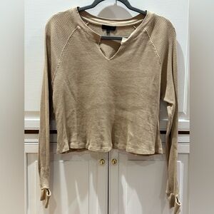 The Range Waffle Knit Slash Crew Neck Long Sleeve Top